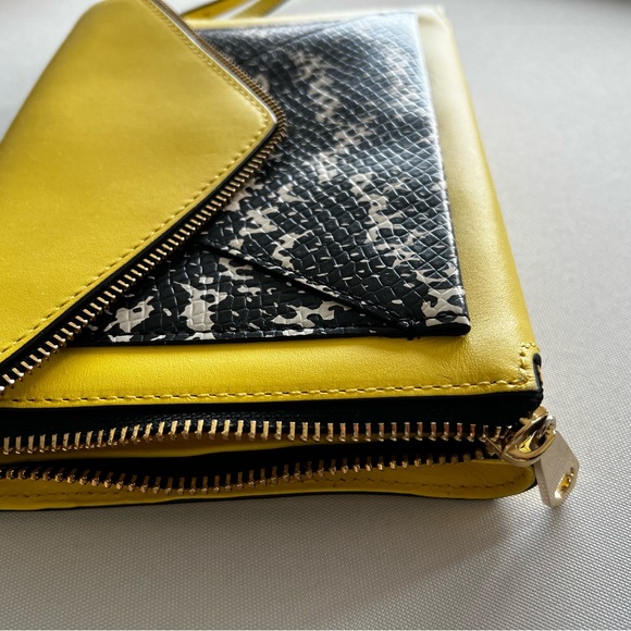 Rebecca Minkoff crossbody envelope purse in yellow with animal print detail - Picture 11 of 11